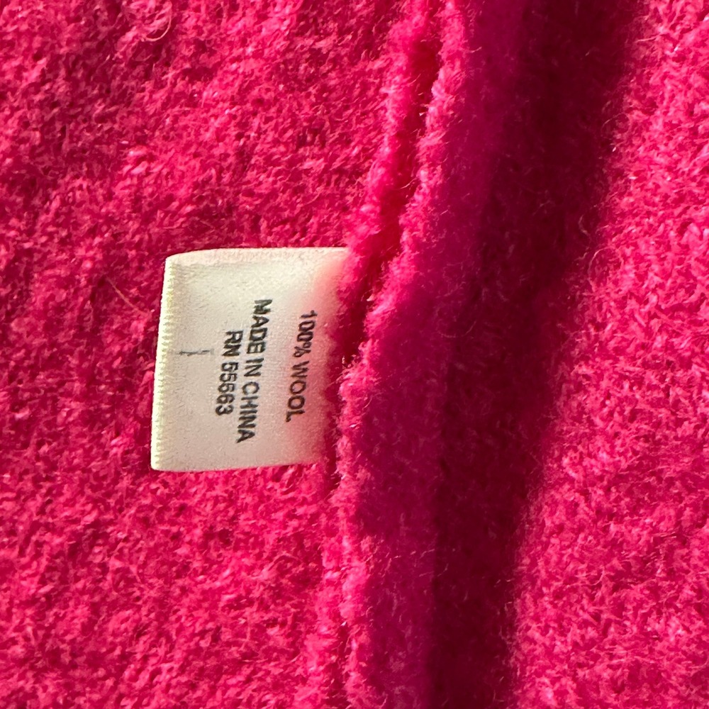 For Cynthia Pink Wool Ruffle Collar Button Front Coat Women's L - Picture 5 of 6